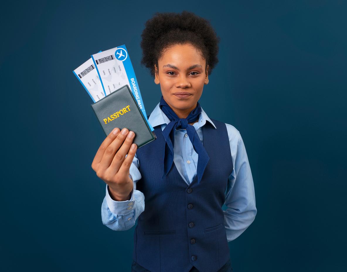 Person holding passport and tickets